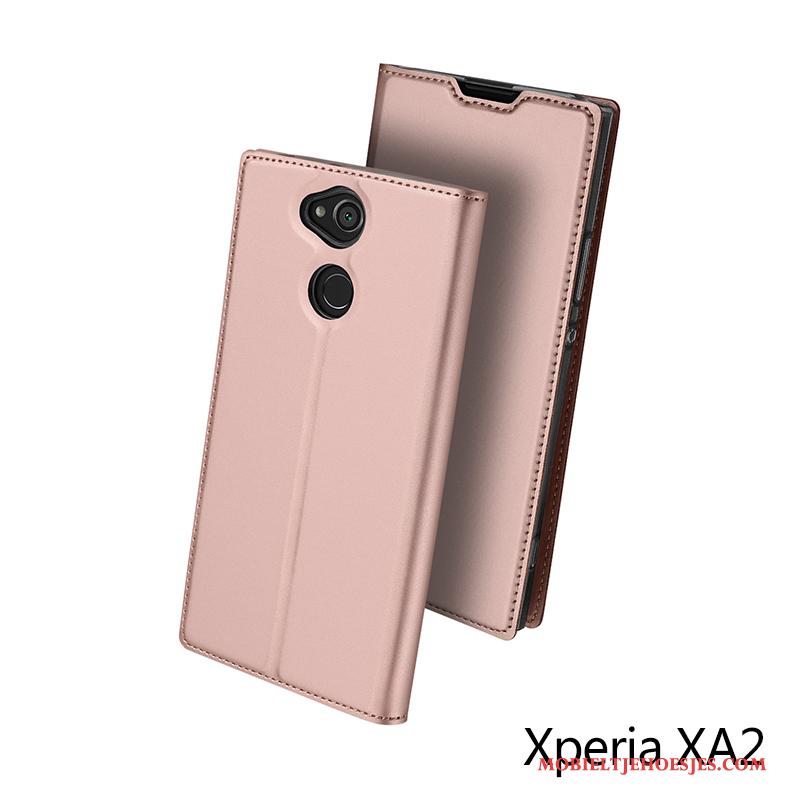 Sony Xperia Xa2 Hoesje Rose Goud All Inclusive Mobiele Telefoon Kaart Leren Etui Bescherming