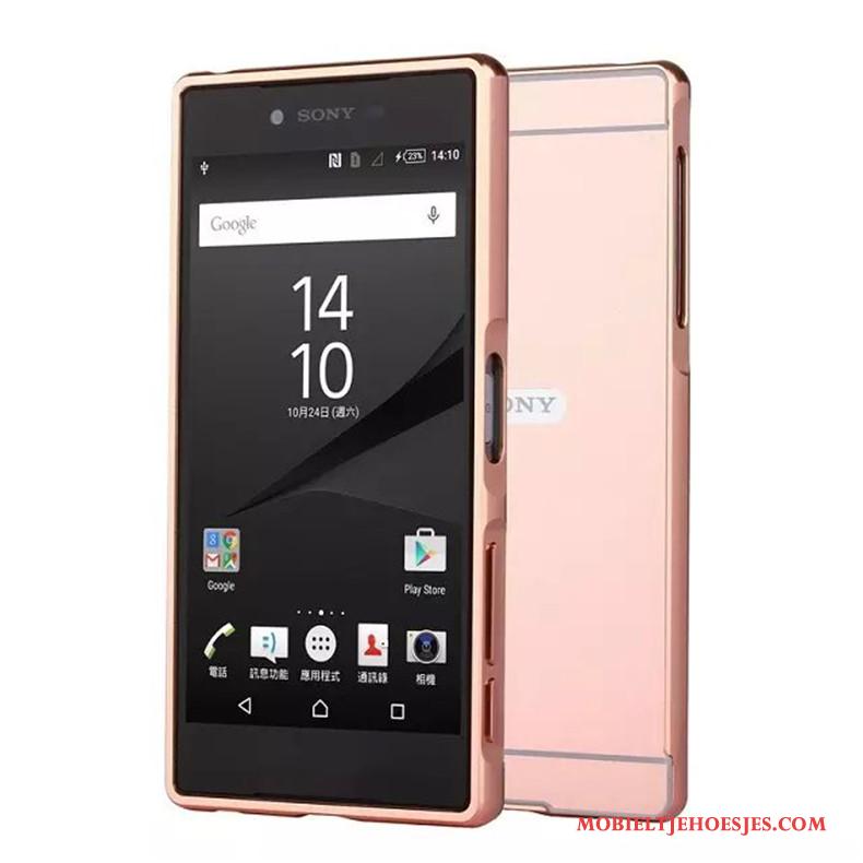 Sony Xperia Xz Premium Metaal Rose Goud Hoes Achterklep Omlijsting Anti-fall Hoesje Telefoon