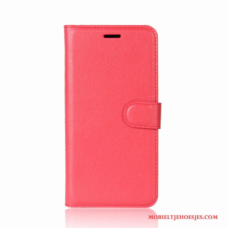 Sony Xperia Xz1 Bescherming Hoesje Portemonnee Telefoon Folio Leren Etui Rood