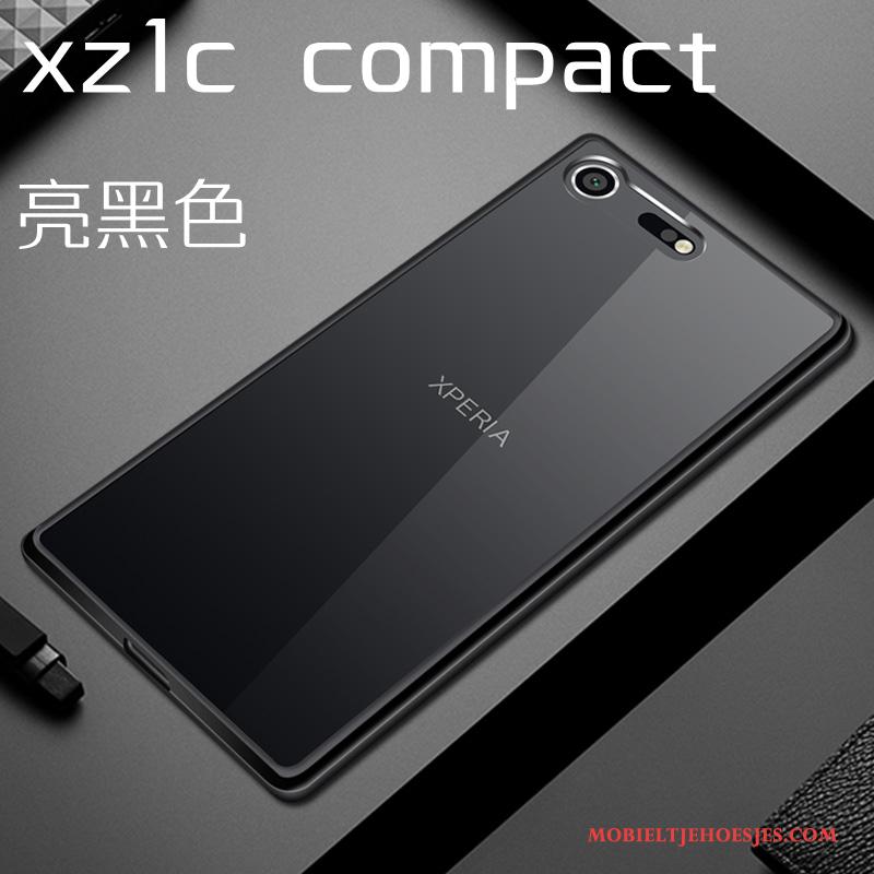 Sony Xperia Xz1 Compact Doorzichtig Hard Hoesje Telefoon Zwart Bescherming