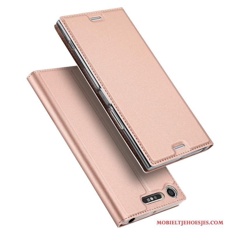 Sony Xperia Xz1 Compact Hoesje Leren Etui Mobiele Telefoon Bescherming Anti-fall Folio Ondersteuning