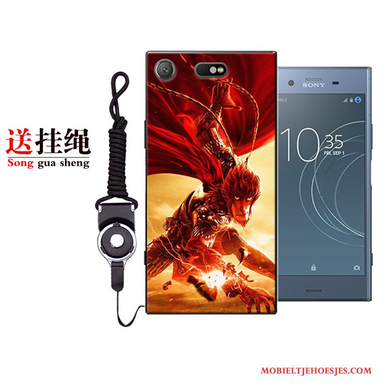 Sony Xperia Xz1 Compact Zacht Spotprent Hoesje Telefoon All Inclusive Rood Trend Anti-fall