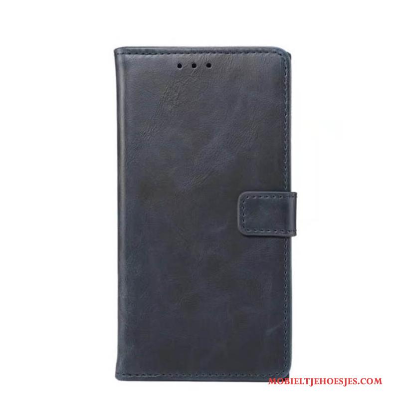 Sony Xperia Xz1 Leren Etui Hoes Bescherming Kaart Gesp Hoesje Telefoon Blauw