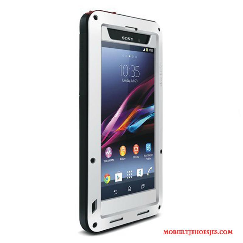 Sony Xperia Z1 Hoesje Bescherming Wit Omlijsting Zacht Anti-fall Metaal