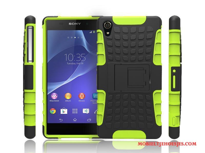Sony Xperia Z2 Ondersteuning Antislip Hoes Hoesje Groen Mobiele Telefoon Patroon