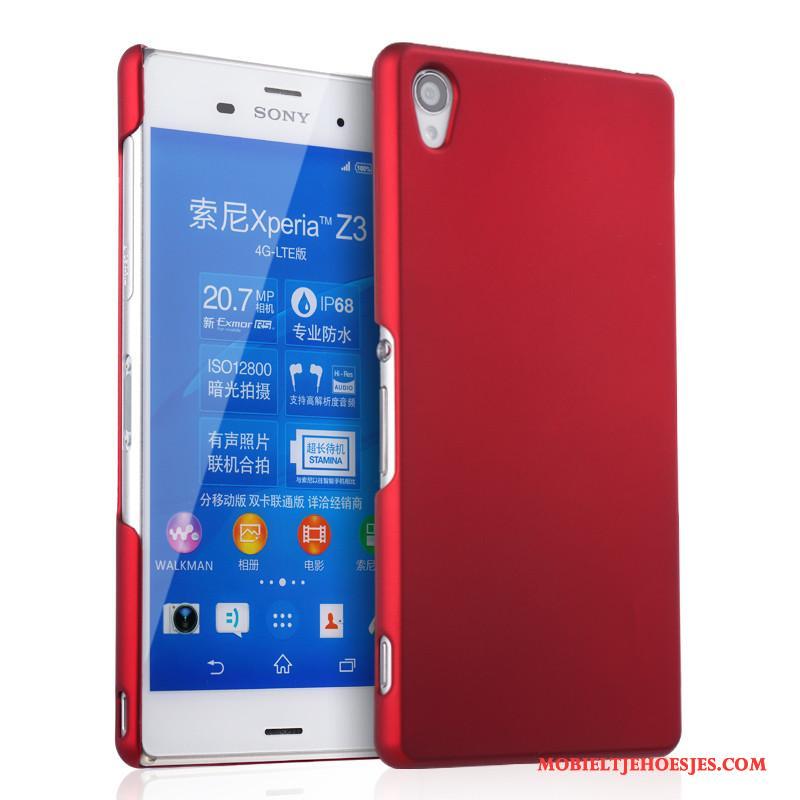 Sony Xperia Z3 Bescherming Hard Hoes Rood Hoesje Schrobben Telefoon