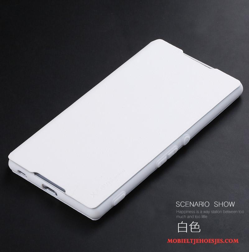 Sony Xperia Z3+ Clamshell Dun Mobiele Telefoon Hoesje Telefoon Eenvoudige Wit Leren Etui