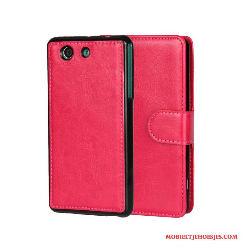 Sony Xperia Z3 Hoes Hoesje Leren Etui Rood Bescherming Mobiele Telefoon