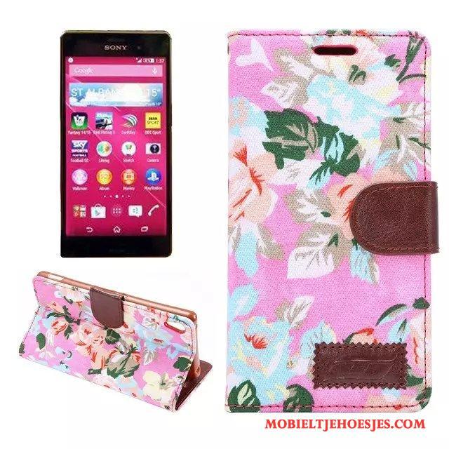 Sony Xperia Z3+ Leren Etui Bescherming Roze Hoes Hoesje Telefoon Mobiele Telefoon