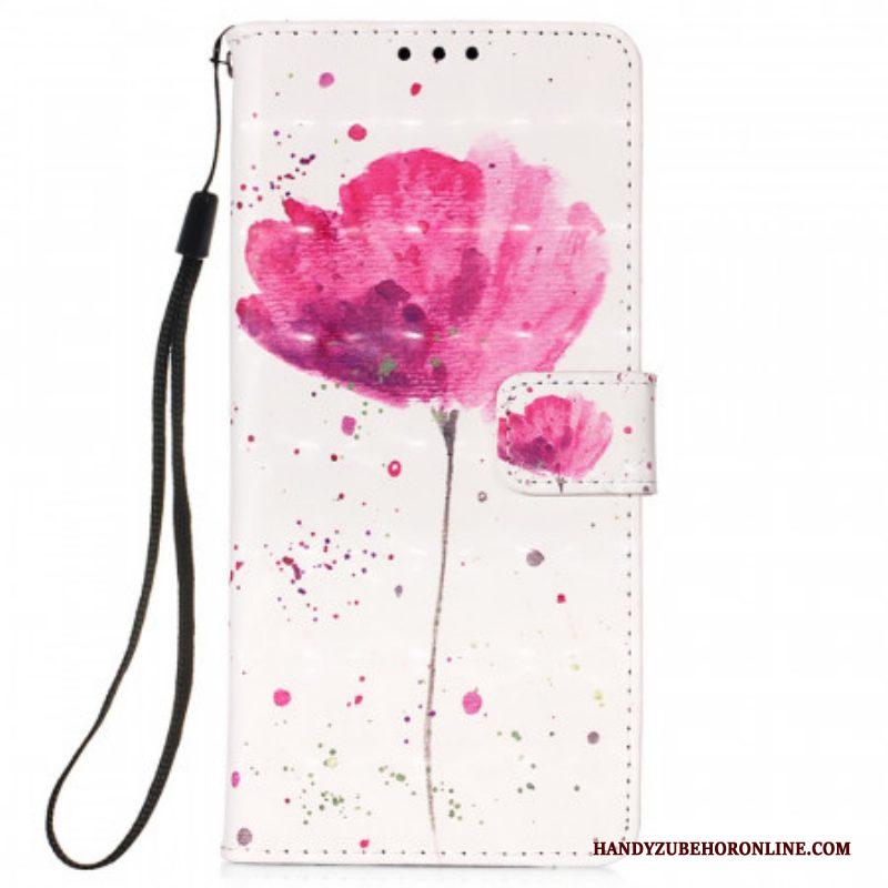 Telefoonhoesje Leren Hoesje voor Samsung Galaxy S22 Ultra 5G Aquarel Papaver