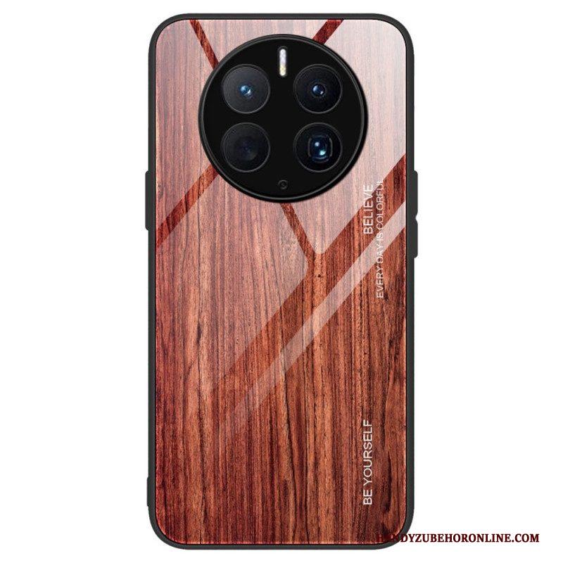 Telefoonhoesje voor Huawei Mate 50 Pro Houtdesign Gehard Glas