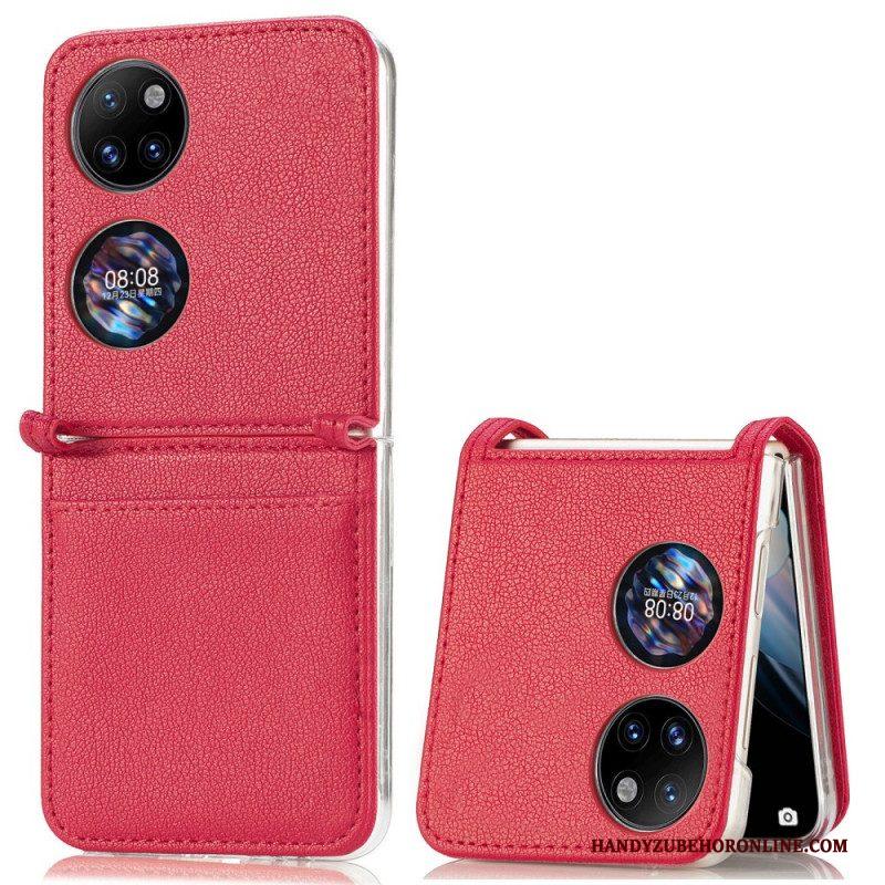 Telefoonhoesje voor Huawei P50 Pocket Textuur Lederen Kaarthouder