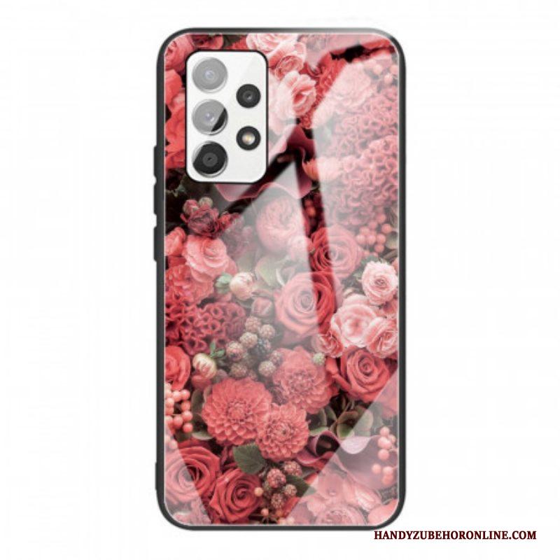 Telefoonhoesje voor Samsung Galaxy A53 5G Rose Bloemen Gehard Glas