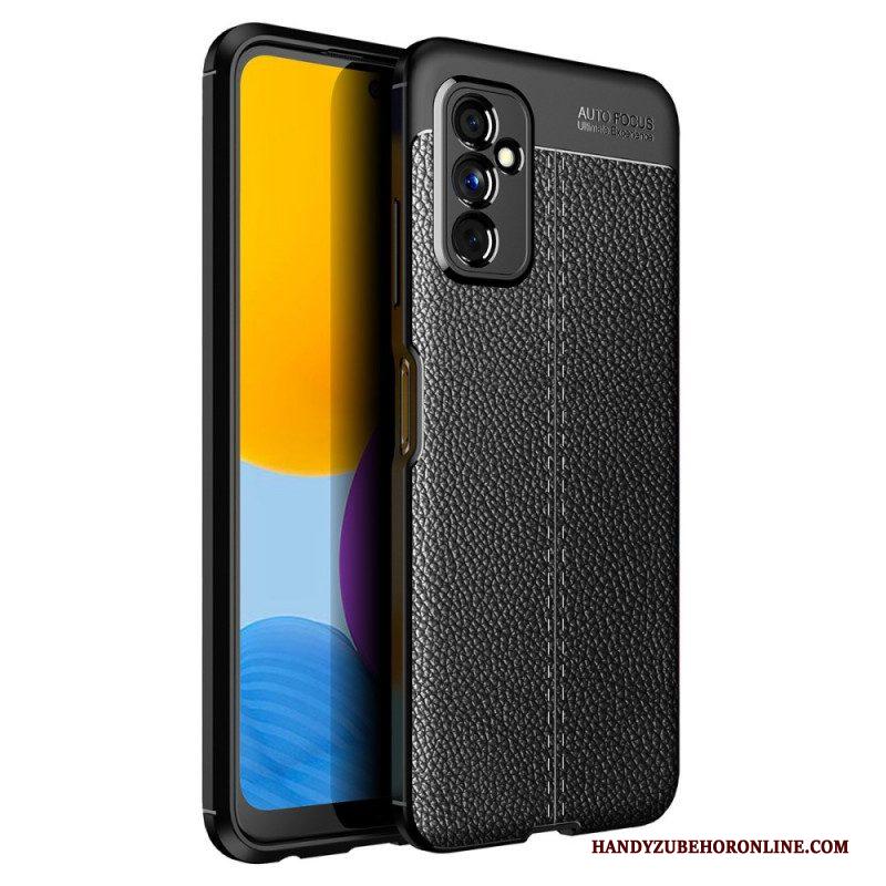 Telefoonhoesje voor Samsung Galaxy M52 5G Dubbellijnig Litchi-leereffect