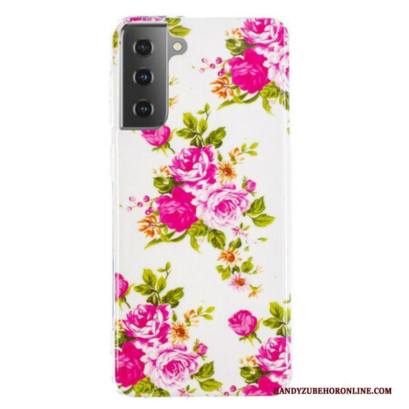 Telefoonhoesje voor Samsung Galaxy S21 5G Fluorescerende Vrijheidsbloemen