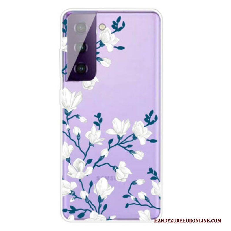 Telefoonhoesje voor Samsung Galaxy S21 5G Witte Bloemen