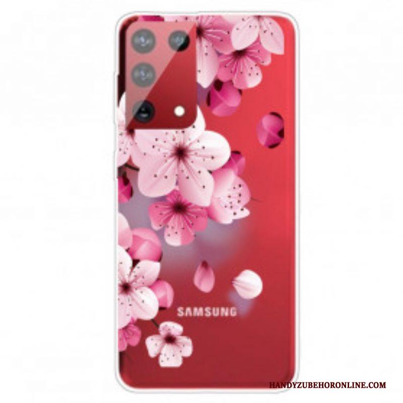 Telefoonhoesje voor Samsung Galaxy S21 Ultra 5G Kleine Roze Bloemen