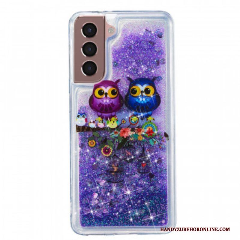 Telefoonhoesje voor Samsung Galaxy S22 Plus 5G Glitter Uilen