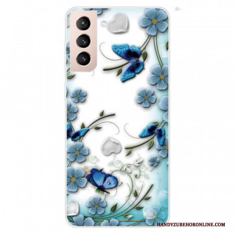 Telefoonhoesje voor Samsung Galaxy S22 Plus 5G Retro Vlinders En Bloemen