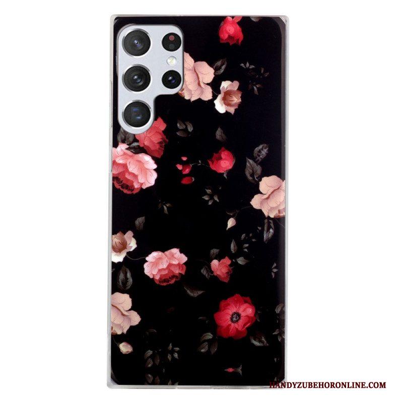 Telefoonhoesje voor Samsung Galaxy S22 Ultra 5G Fluorescerende Vrijheidsbloemen