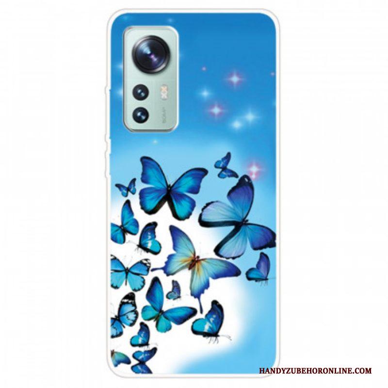 Telefoonhoesje voor Xiaomi 12 / 12X Siliconen Blauwe Vlinders