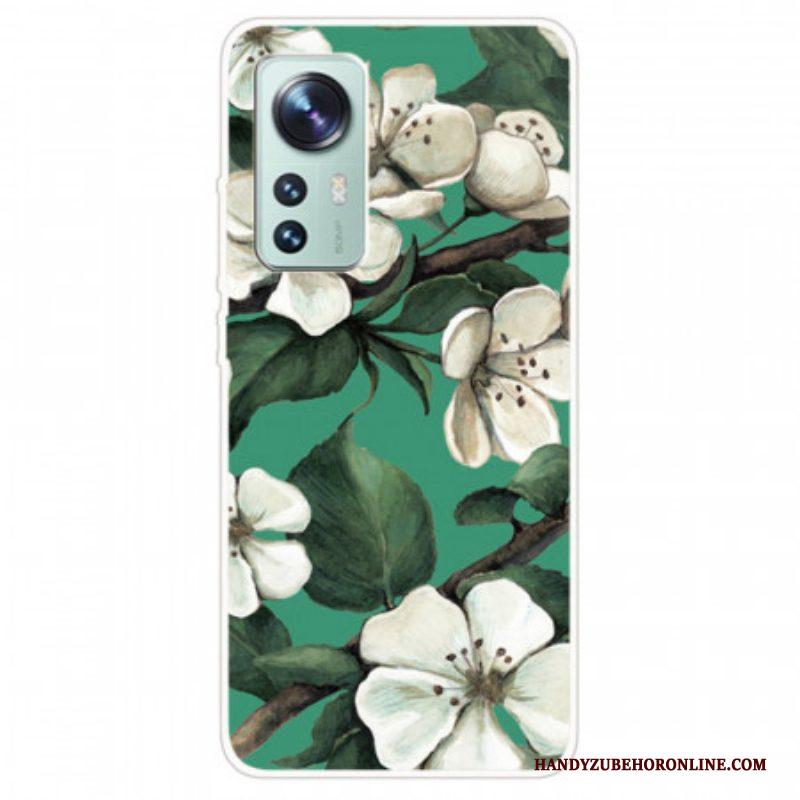 Telefoonhoesje voor Xiaomi 12 / 12X Siliconen Witte Bloemen