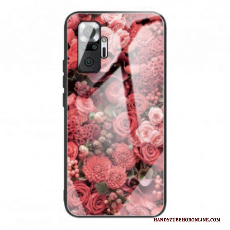Telefoonhoesje voor Xiaomi Redmi Note 10 Pro Rose Bloemen Gehard Glas