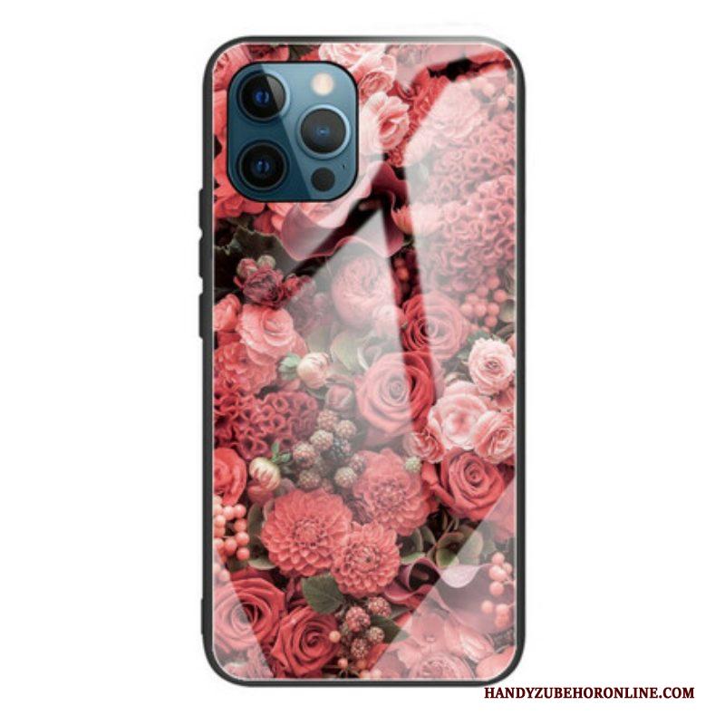 Telefoonhoesje voor iPhone 13 Pro Rose Bloemen Gehard Glas