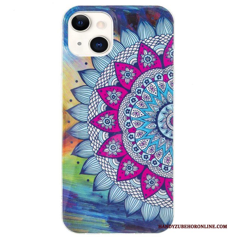 Telefoonhoesje voor iPhone 15 Plus Fluorescerende Mandala