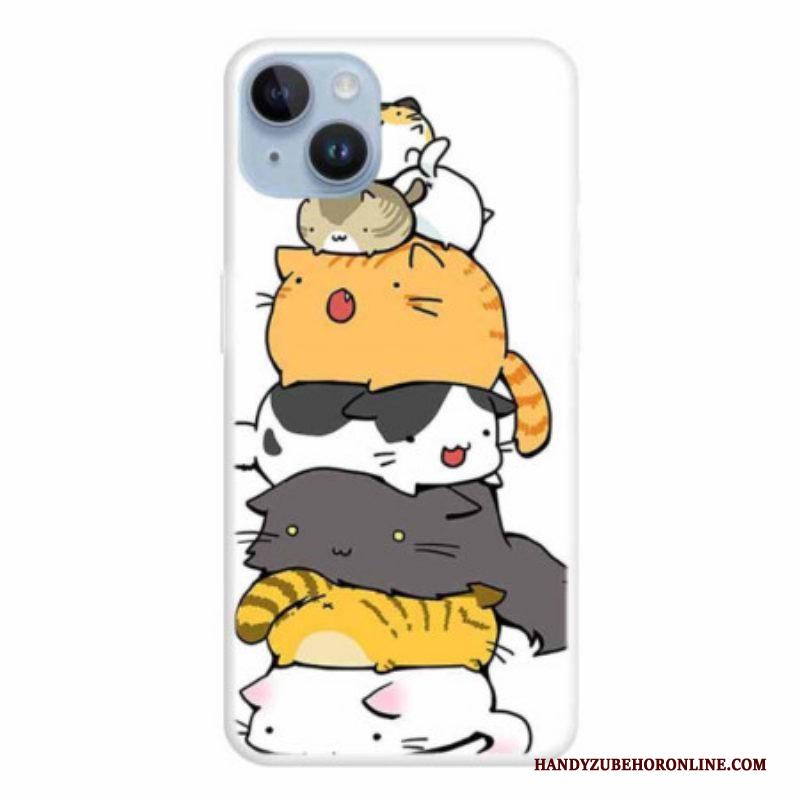 Telefoonhoesje voor iPhone 15 Plus Stapel Katten