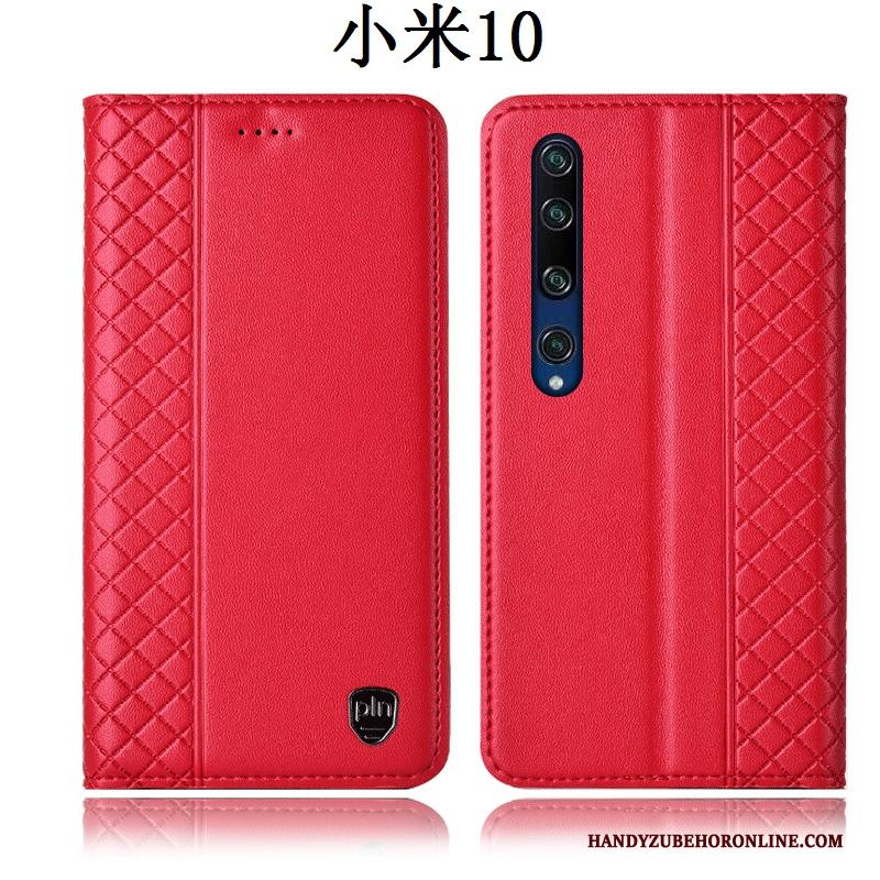 Xiaomi Mi 10 Hoesje Anti-fall Leren Etui Hoes All Inclusive Bescherming Rood Mini