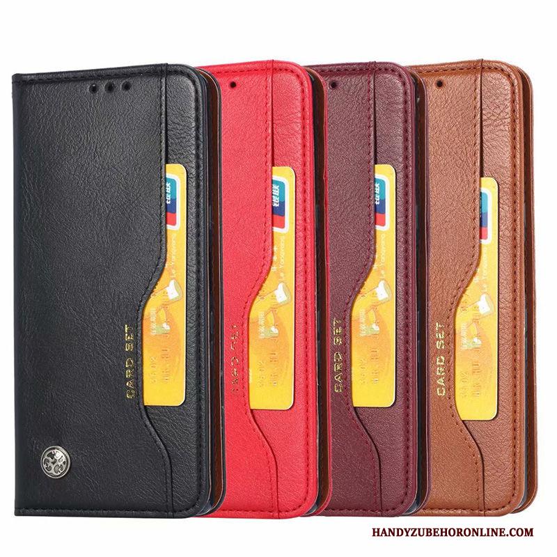 Xiaomi Mi 10 Hoesje Mobiele Telefoon Folio Kaart Zwart Mini Leren Etui Vouw