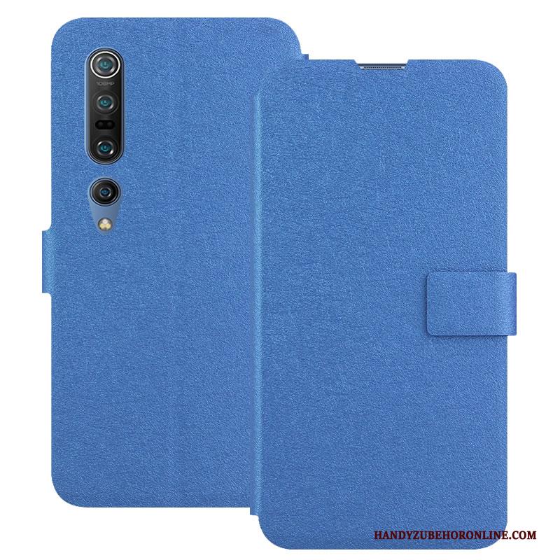 Xiaomi Mi 10 Pro Folio Zacht Blauw Anti-fall Hoesje Telefoon Gesp Kaart