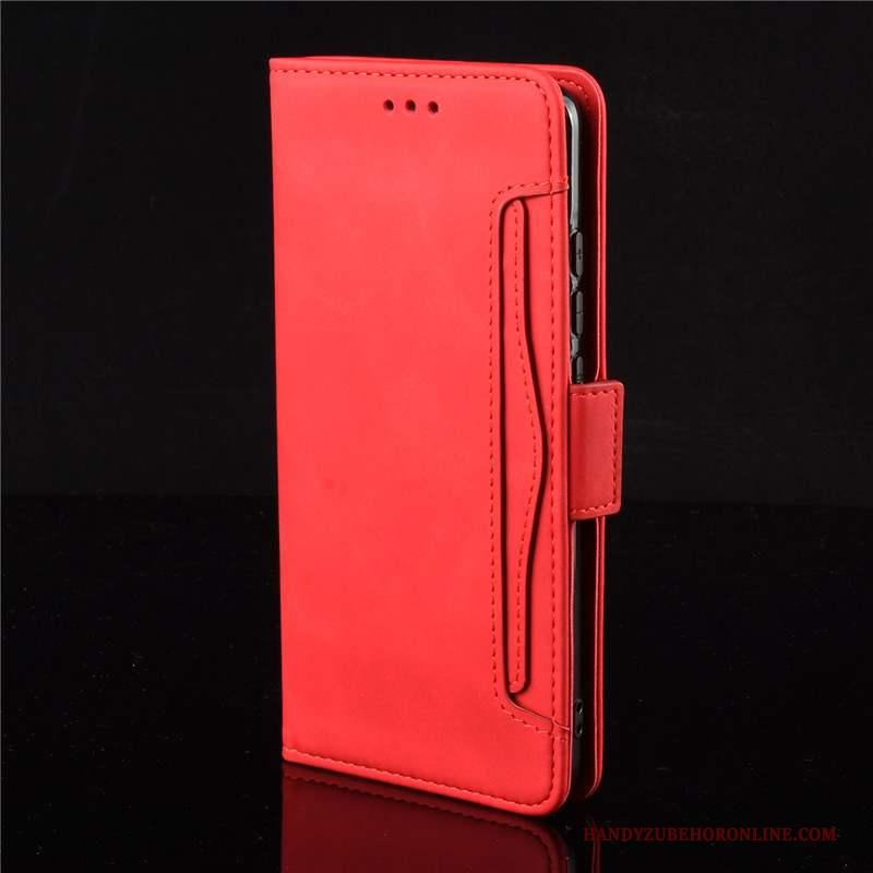 Xiaomi Mi 10 Pro Kaart Folio Hoesje Telefoon Rood Mini Leren Etui Bescherming