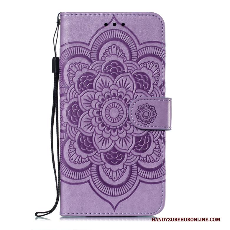 Xiaomi Mi 10 Pro Mini Zacht Leren Etui Anti-fall Folio Purper Hoesje Telefoon