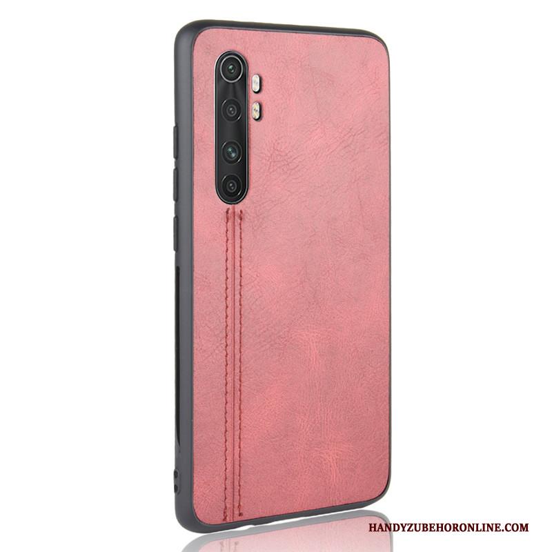 Xiaomi Mi Note 10 Lite Mini Rood Leren Etui Koe Patroon Hoesje Telefoon Bescherming