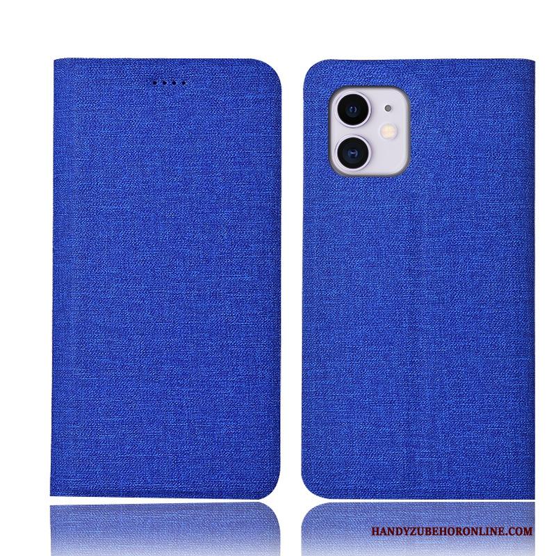 iPhone 11 All Inclusive Blauw Hoes Bescherming Folio Katoen En Linnen Hoesje Telefoon