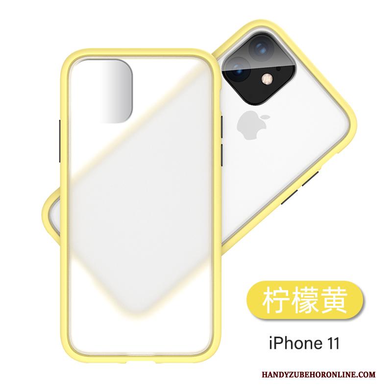 iPhone 11 Hoesje Telefoon Doorzichtig Trendy Merk Anti-fall Schrobben Siliconen Geel