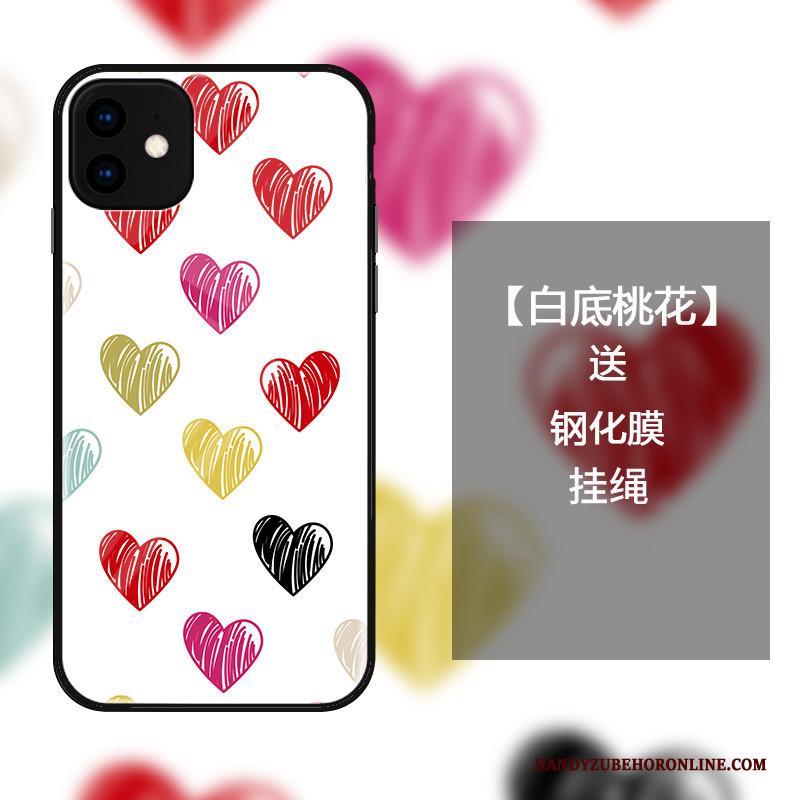 iPhone 11 Mode Liefde Glas Bescherming Hoesje Telefoon Wit Eenvoudige