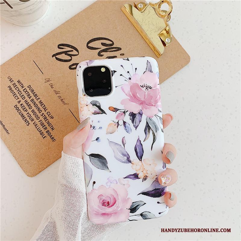 iPhone 11 Pro Bloemen Roze Anti-fall Dun Kunst Hoesje Telefoon Siliconen