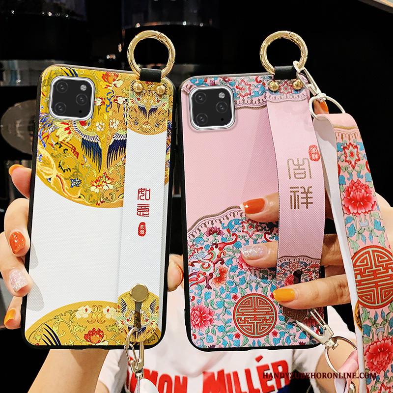 iPhone 11 Pro Hanger Chinese Stijl Geel Hoesje Telefoon Net Red Siliconen Opknoping Nek