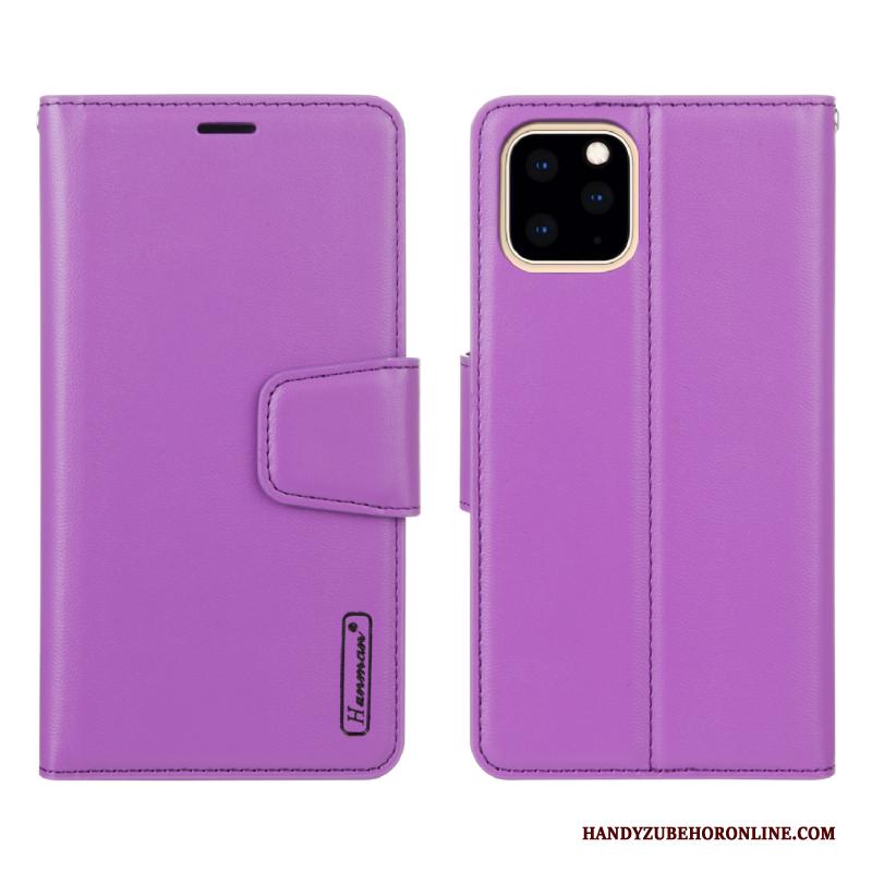 iPhone 11 Pro Hanger Hoesje Telefoon Folio Bescherming Leren Etui Purper Portemonnee