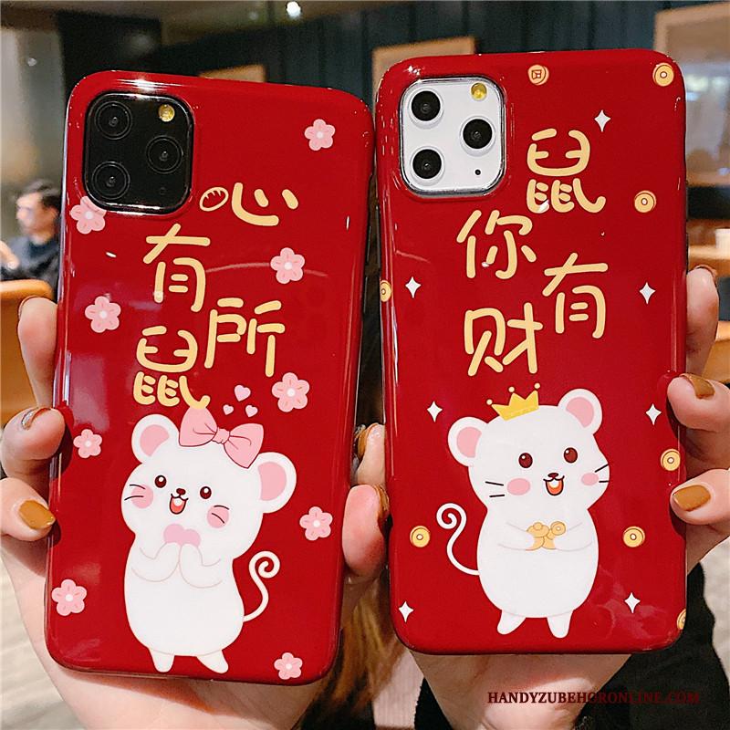 iPhone 11 Pro Hoesje Bescherming Lovers Rood Anti-fall Zacht Spotprent Persoonlijk