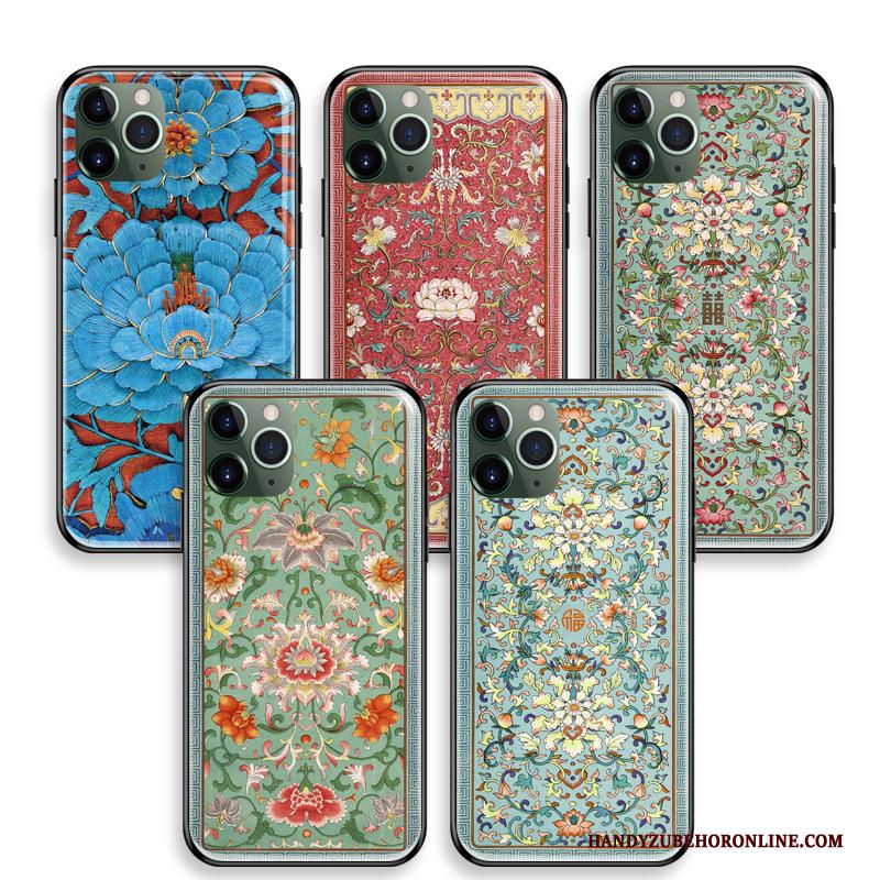 iPhone 11 Pro Hoesje Pas Persoonlijk Bescherming Scheppend Vintage Pioen Bloemen