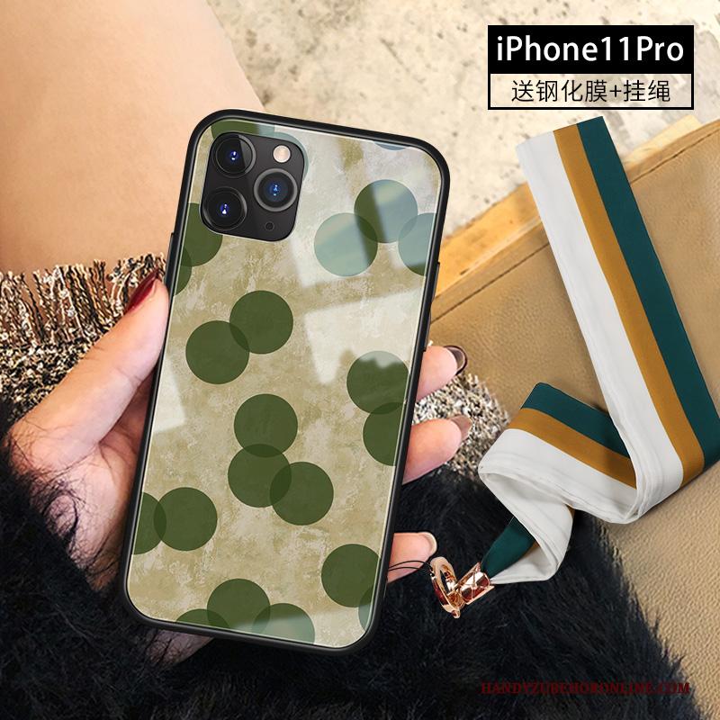 iPhone 11 Pro Hoesje Telefoon Stip Nieuw Net Red Groen Trendy Merk Glas