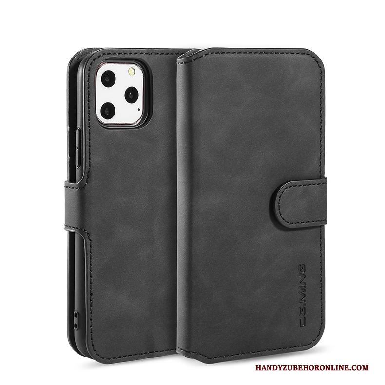 iPhone 11 Pro Hoesje Zwart Bedrijf Hoes Bescherming Leren Etui Anti-fall Echt Leer