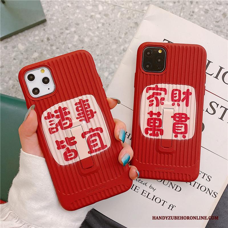 iPhone 11 Pro Lovers Driedimensionaal Ondersteuning Siliconen Rood Hoes Hoesje