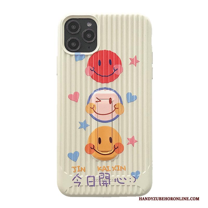 iPhone 11 Pro Max Anti-fall Hoesje Telefoon Ondersteuning All Inclusive Mooie Wit Smiley