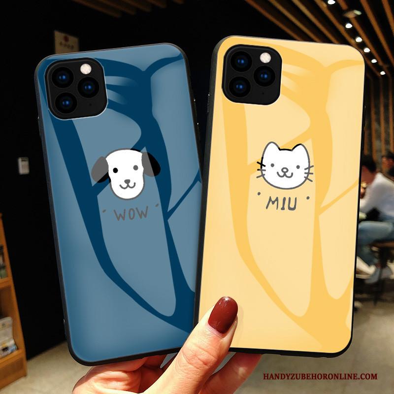 iPhone 11 Pro Max Hoesje Hoes Eenvoudige Blauw Dierlijk Anti-fall Glas Bescherming