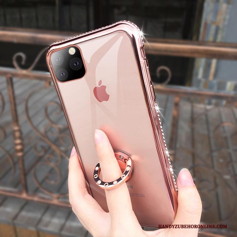 iPhone 11 Pro Max Hoesje Zacht Net Red Nieuw Siliconen Ondersteuning Roze All Inclusive